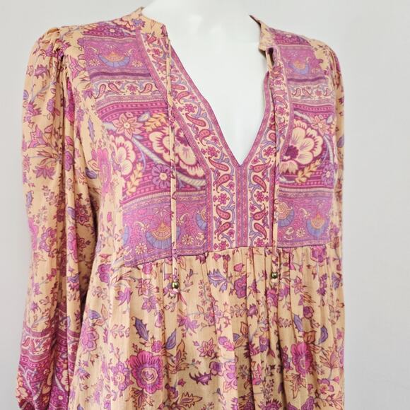 Spell & the Gypsy Collective Blouse Top XS Folk Song Floral Blossoms Puff Sleeve - Picture 4 of 12